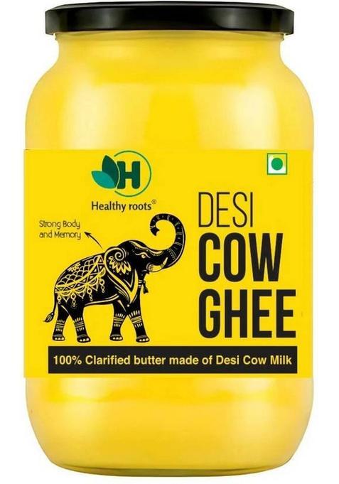 Healthy Roots 100% Pure A2 Desi Ghee 500Ml Traditional Method Mason Jar (500 G)
