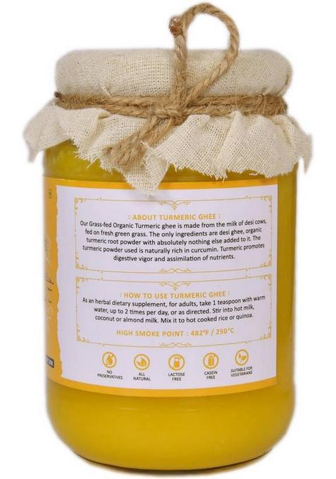 Vanalaya Turmeric Infused Desi Cow Ghee For Joint Pain And Digestion 500Ml Glass Bottle (500 Ml)