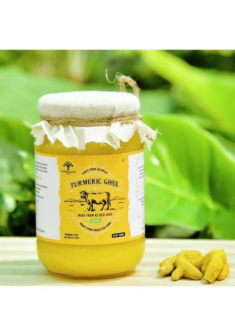 Vanalaya Turmeric Infused Desi Cow Ghee For Joint Pain And Digestion 500Ml Glass Bottle (500 Ml)