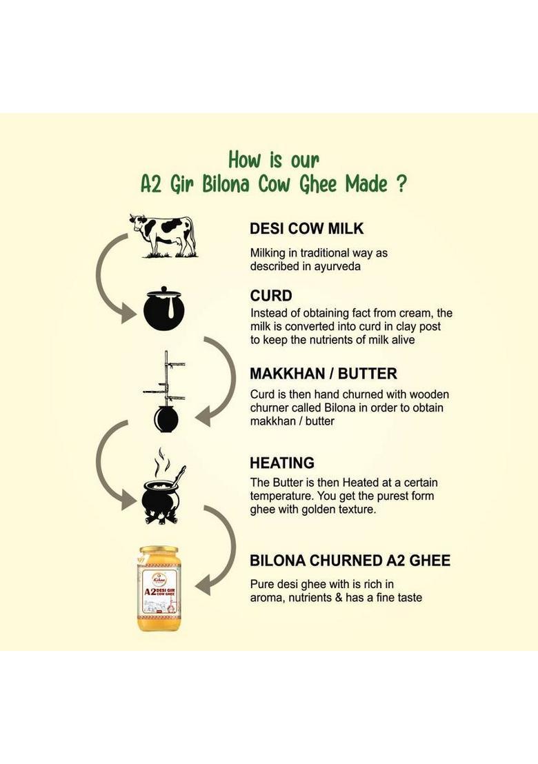 Kihaa Organic Ghee| A2 Cow Desi Pure,Natural & Health Glass Bottle (1 L)