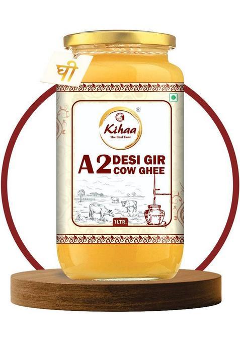 Kihaa Organic Ghee| A2 Cow Desi Pure,Natural & Health Glass Bottle (1 L)