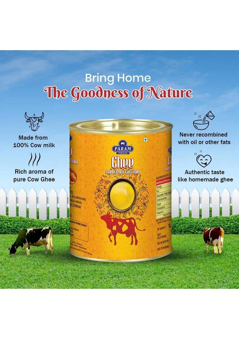 Param Cow Ghee 100% Pure & Natural Support For Better Digestion Tin (1 L)