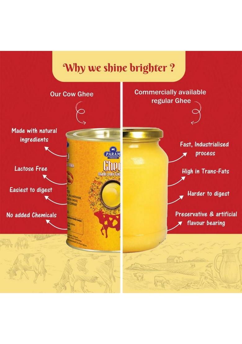 Param Cow Ghee 100% Pure & Natural Support For Better Digestion Tin (1 L)