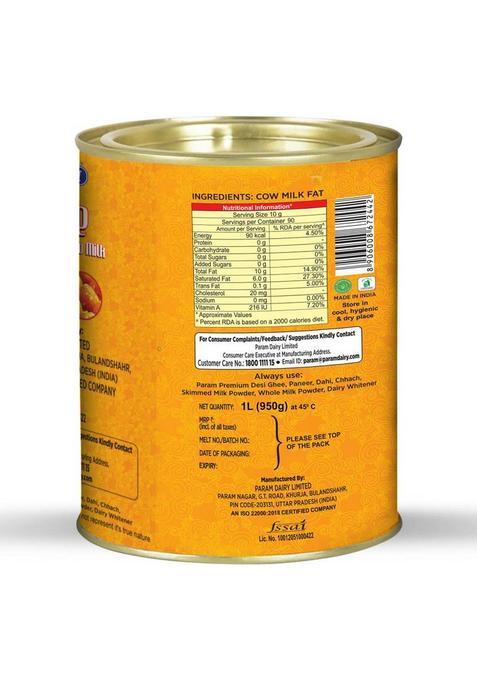 Param Cow Ghee 100% Pure & Natural Support For Better Digestion Tin (1 L)