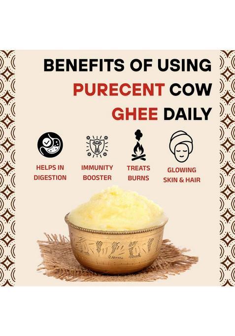 Purecent Traditional Bilona Method Ghee 500Ml Pure & Healthy Natural Rich In Nutrition Glass Bottle (500 Ml)