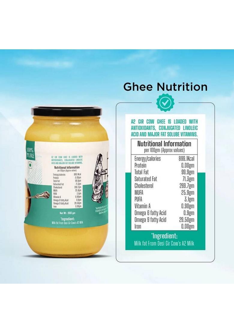 Gawdee Gir Cow Premium A2 |Method Ghee|No Adulteration Ghee Glass Bottle (1 L)