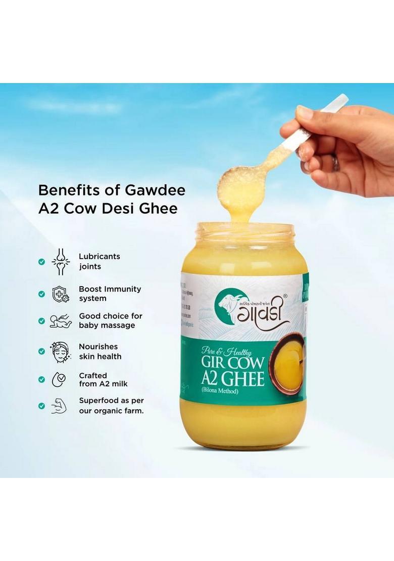 Gawdee Gir Cow Premium A2 |Method Ghee|No Adulteration Ghee Glass Bottle (1 L)