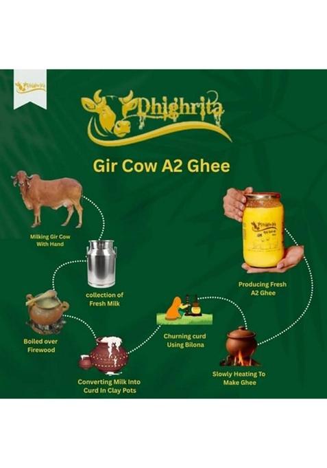 Dhighrita Premium A2 100% Pure Desi Hand-Churned Ghee 250G | Plastic Bottle (250 G)
