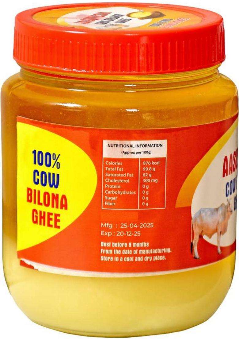 Aasutosh Milk Product Cow Bilona Ghee 1 Litre A2 Desi Hand-Churned Using Traditional Box (1 L) - Indya