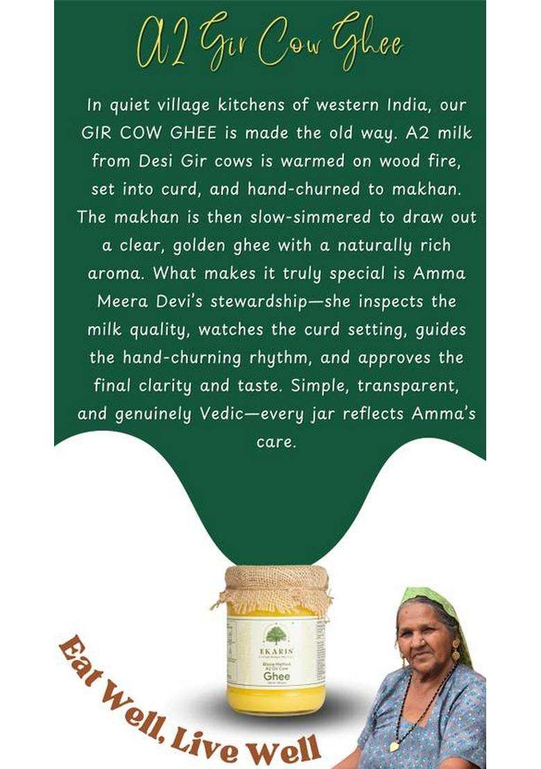 Ekaris A2 Gir Ghee Bilona Method Glass Bottle (250 Ml) - Indya