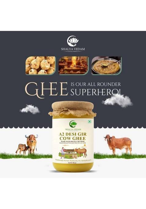 Shalya Vedam A2 Cow Ghee, Traditional Bilona Method, Pure, Natural And Healthy Ghee Glass Bottle (500 Ml)