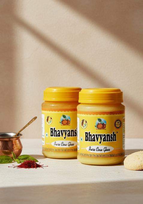 Bhavyansh Pure Cow Ghee For Better Digestion & Immunity, Curd-Churned, Natural Healthy Mason Jar (1000 G, Pack Of 2)
