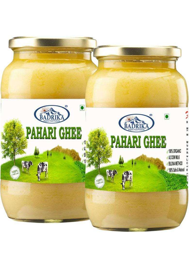 Badrika A2 Ghee Made From Himalayan Badri Cow Milk By Traditional Bilona Method Glass Bottle (900 Ml, Pack Of 2) - Indya