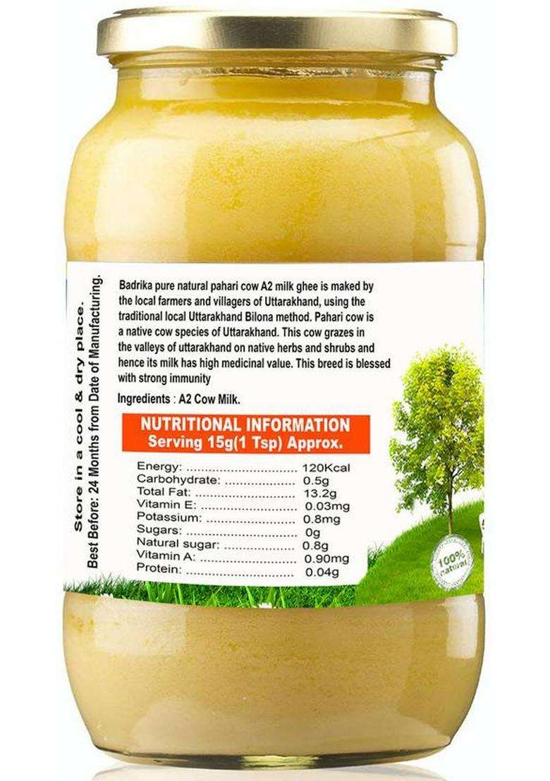 Badrika A2 Ghee Made From Himalayan Badri Cow Milk By Traditional Bilona Method Glass Bottle (900 Ml, Pack Of 2) - Indya
