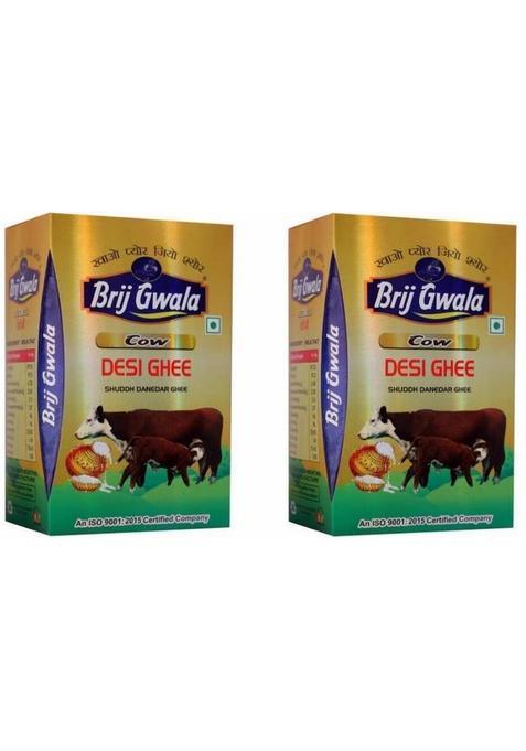 Brij Gwala B.G Desi Cow Ghee| Made Traditionally From Curd| Ghee Tetrapack (500 Ml, Pack Of 2)