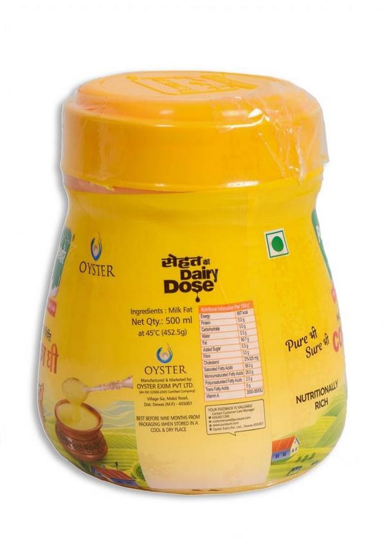 Purasure Pure Cow Ghee Plastic Bottle (500 Ml)