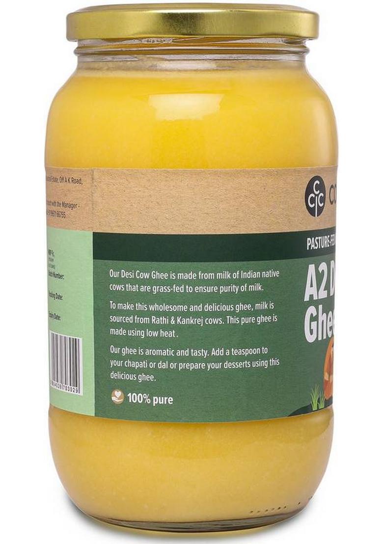 Conscious Food A2 Desi Cow Ghee 1L | Made With Pure Milk From Grass Fed Cows Mason Jar (1 L)