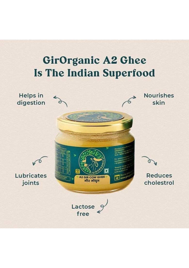 Girorganic Gir Cow Pure A2 Ghee Glass Bottle (230 G)