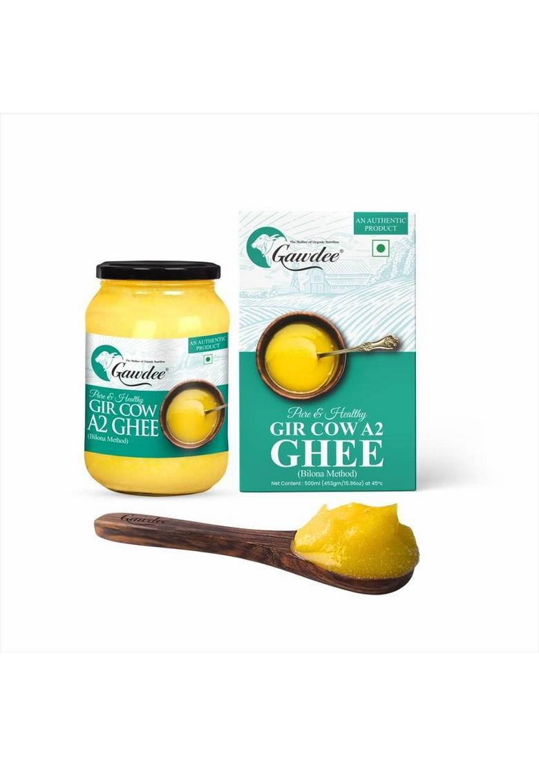 Gawdee Gir Cow Premium A2 |Grassfed, Cultured|Traditional Ghee Glass Bottle (500 Ml)