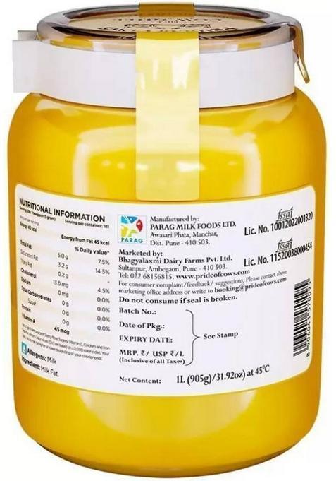 Pride Of Cows Single Origin Cow Ghee- Pure And Natural Desi Ghee, Rich Aromatic Ghee Plastic Bottle (1000 Ml)
