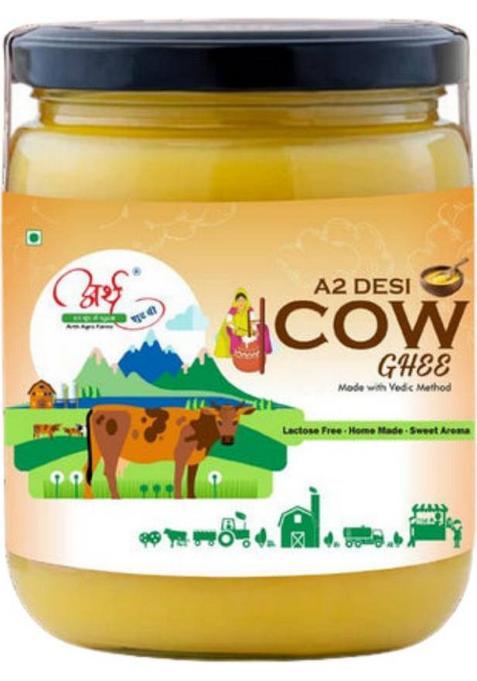Arth Premium A2 Desi Cow Ghee Pure, Organic, Hand-Churned Bilona Method Box (500 Ml)
