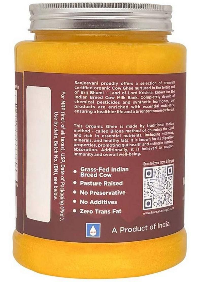 Sanjeevani Organics Bilona Cow Ghee 1000 Ml | Lab-Tested & Certified Organic| Healthy Glass Bottle (1000 Ml)