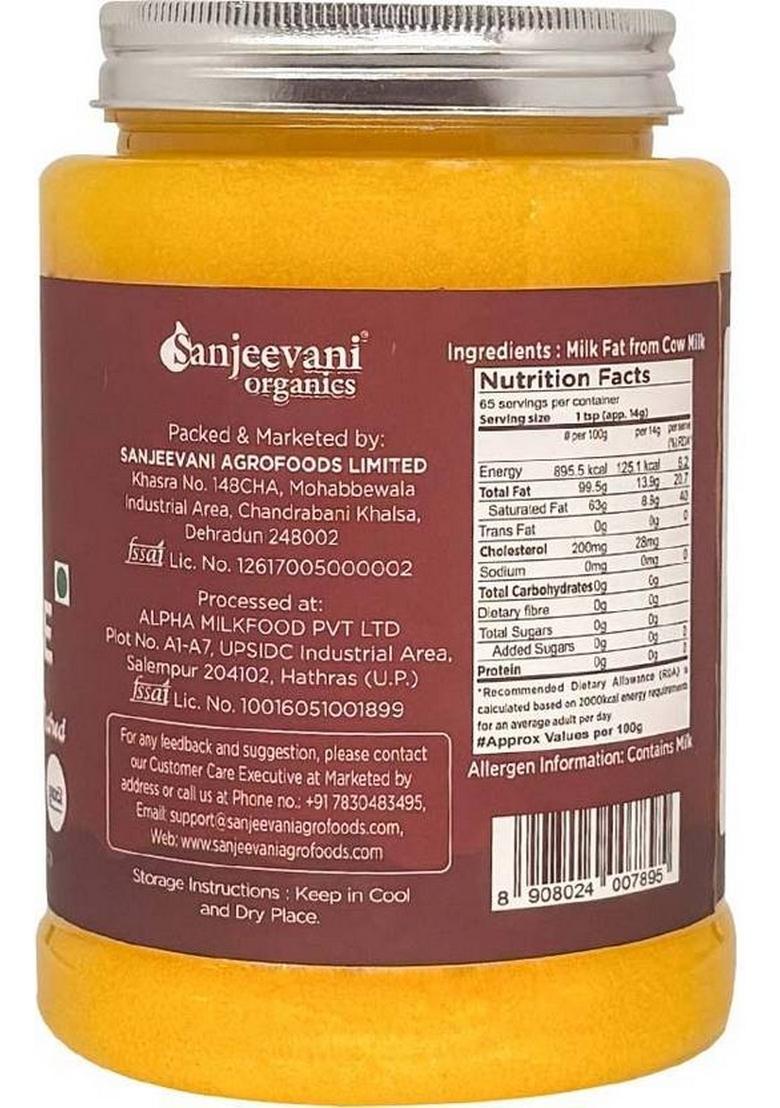 Sanjeevani Organics Bilona Cow Ghee 1000 Ml | Lab-Tested & Certified Organic| Healthy Glass Bottle (1000 Ml)