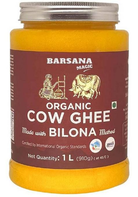 Sanjeevani Organics Bilona Cow Ghee 1000 Ml | Lab-Tested & Certified Organic| Healthy Glass Bottle (1000 Ml)