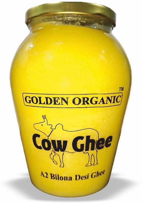 Golden Organic A2 Bilona Desi Ghee Glass Bottle (1000 Ml)