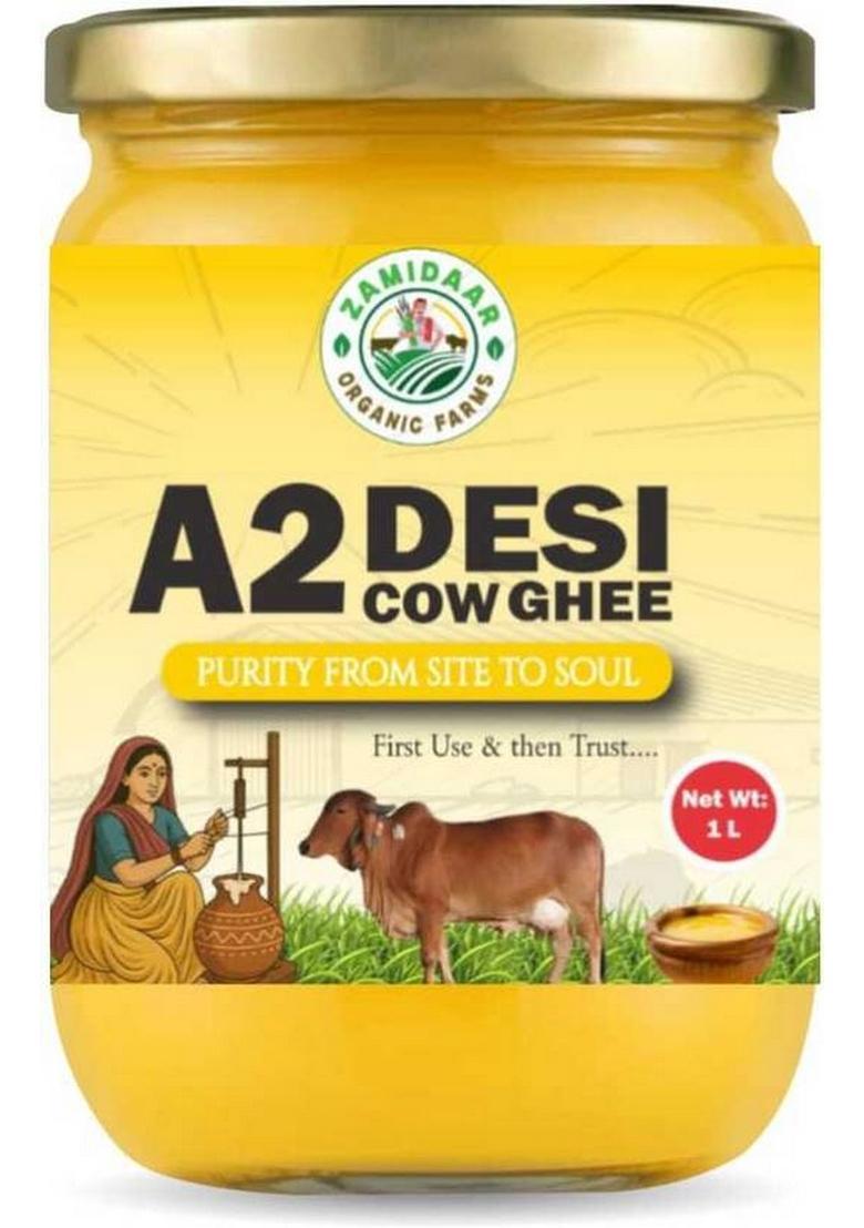 Zamidaar Organic Farms A2 Cow Ghee Glass Bottle (1000 G)
