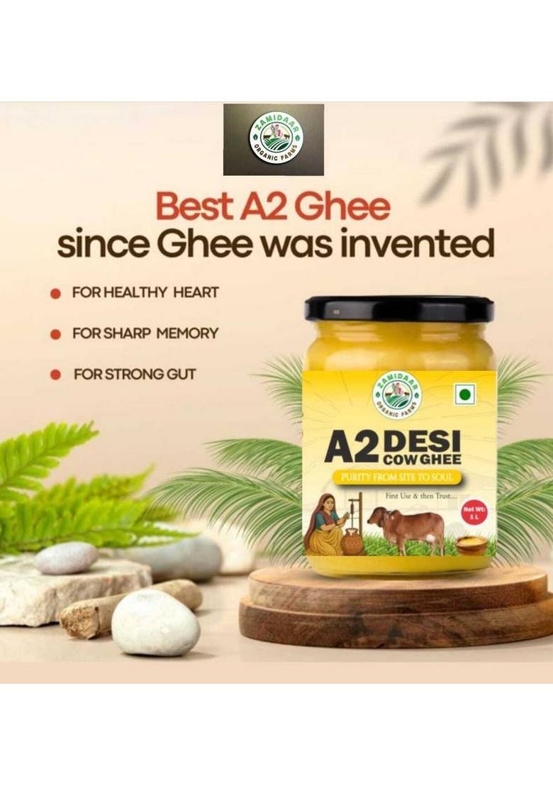 Zamidaar Organic Farms A2 Cow Ghee Glass Bottle (1000 G)