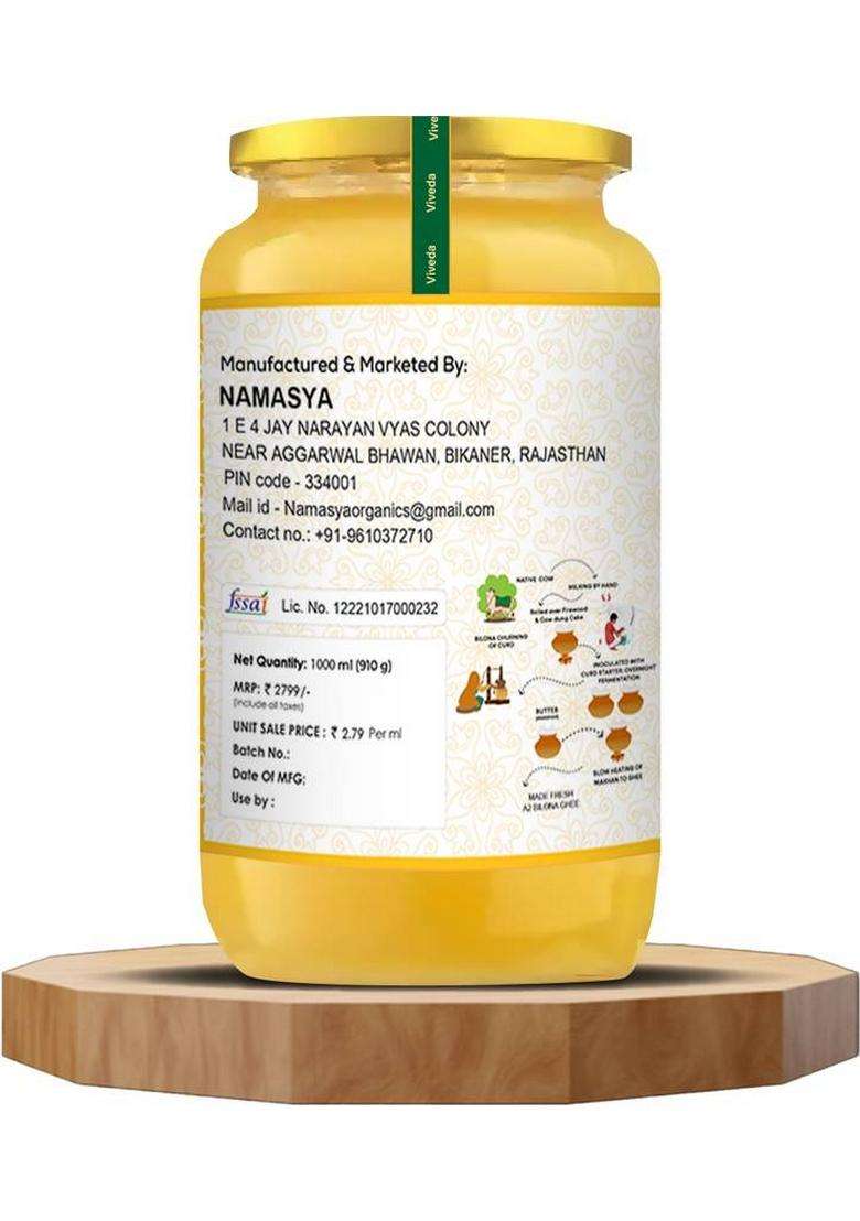 Namasya Organics A2 Desi Gir Cow Ghee | Vedic Bilona Method Pure Nutrient-Rich Glass Bottle (500 Ml) - Indya