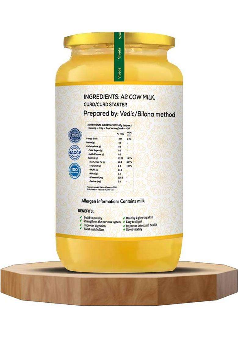 Namasya Organics A2 Desi Gir Cow Ghee | Vedic Bilona Method Pure Nutrient-Rich Glass Bottle (500 Ml) - Indya
