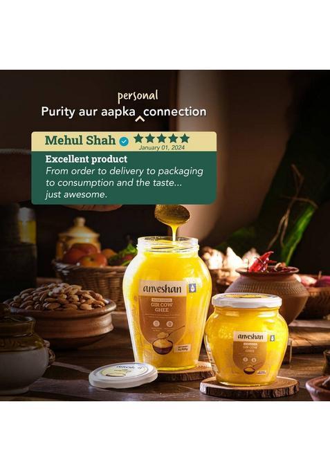 Anveshan Traditional Bilona Method A2 Gir Cow Ghee Glass Bottle (1 L)