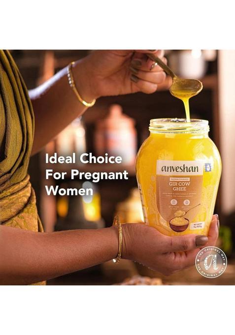 Anveshan Traditional Bilona Method A2 Gir Cow Ghee Glass Bottle (1 L)