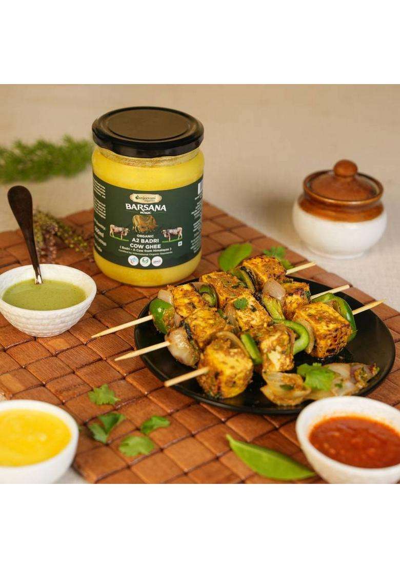 Sanjeevani Organics Pure A2 Badri Ghee | No Preservatives Nutrient Rich, Chemical-Free Glass Bottle (1000 Ml, Pack Of 2) - Indya
