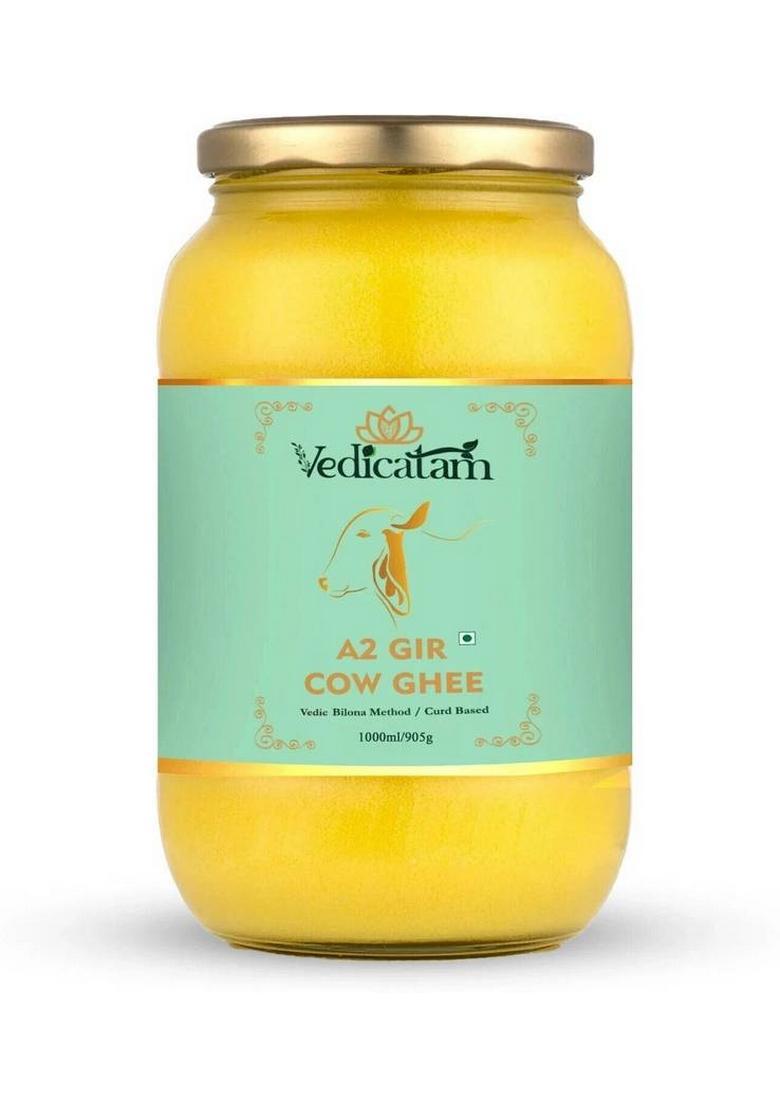 Vedicatam A2 Gir Cow Ghee Traditional Bilona Method, 100% Pure, Natural, Milk Curd Based Glass Bottle (500 G)