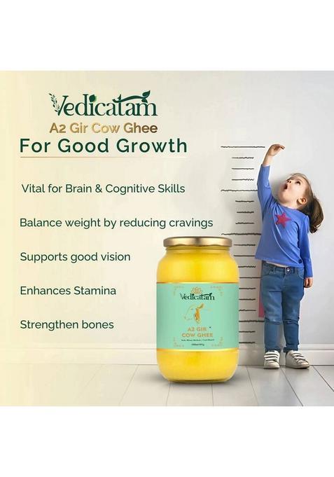 Vedicatam A2 Gir Cow Ghee Traditional Bilona Method, 100% Pure, Natural, Milk Curd Based Glass Bottle (500 G)