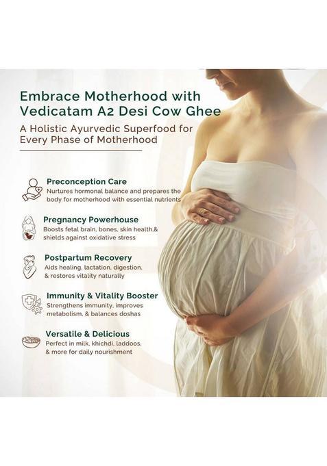 Vedicatam A2 Gir Cow Ghee Traditional Bilona Method, 100% Pure, Natural, Milk Curd Based Glass Bottle (500 G)