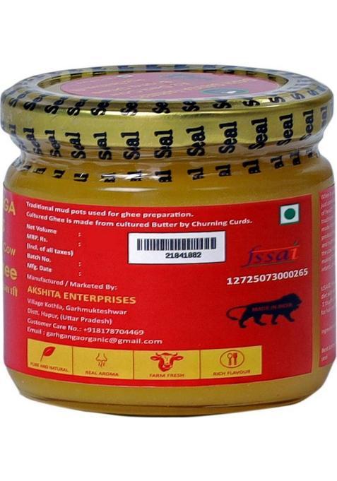 Garh Ganga Farmers Cow Bilona Ghee |100% Pure |Traditional Indian | For Cooking And Health Glass Bottle (250 Ml)