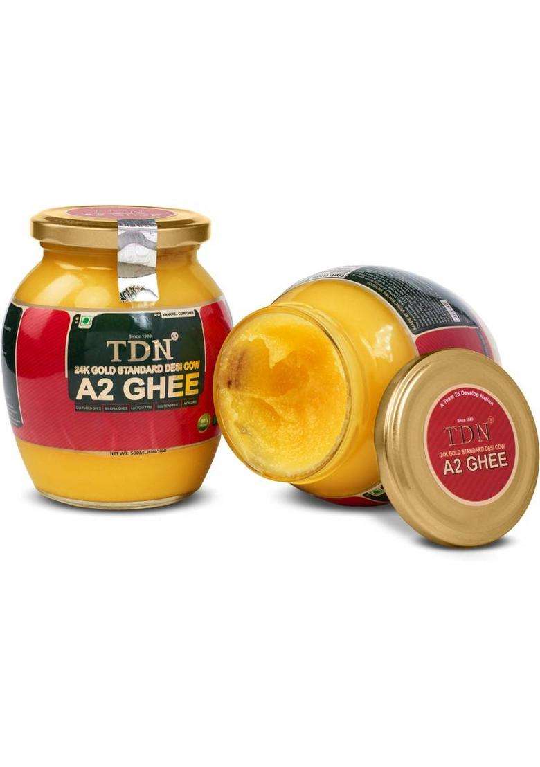 Tdn A2 Ghee 500Ml|Desi Cow Bilona A2|Pure 500 Ml|Organic Glass Bottle (500 Ml, Pack Of 2) - Indya