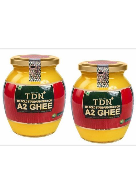 Tdn A2 Ghee 500Ml|Desi Cow Bilona A2|Pure 500 Ml|Organic Glass Bottle (500 Ml, Pack Of 2)