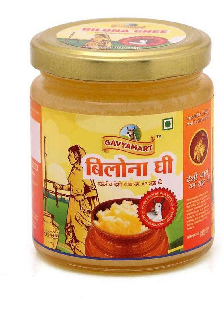 Gavyamart Ghee In Pantry, 100% Pure Kankrej A2 Cow Desi Non Gmo - Made Using Traditional Bilona Method 200 Ml Glass Jar Pack Organic Bottle (200 Ml) - Indya