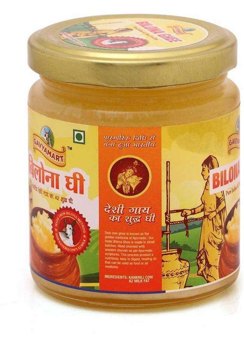 Gavyamart Ghee In Pantry, 100% Pure Kankrej A2 Cow Desi Non Gmo - Made Using Traditional Bilona Method 200 Ml Glass Jar Pack Organic Bottle (200 Ml) - Indya
