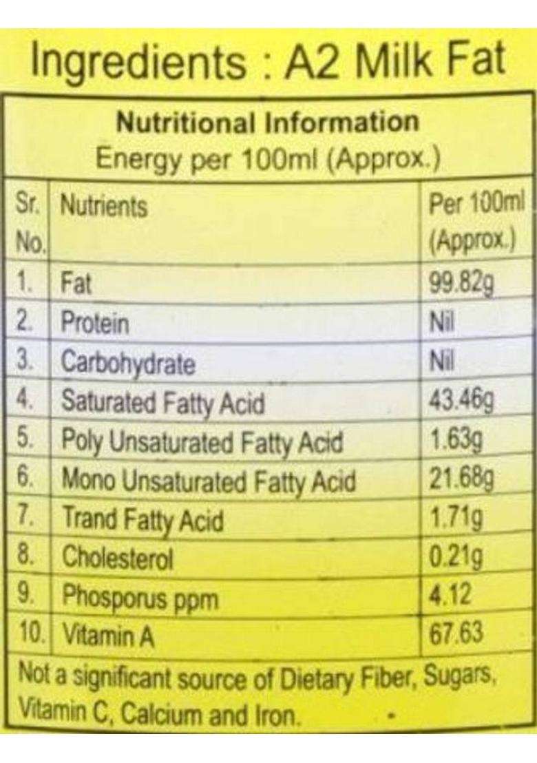 Gavyamart Ghee In Pantry, 100% Pure Kankrej A2 Cow Desi Non Gmo - Made Using Traditional Bilona Method 200 Ml Glass Jar Pack Organic Bottle (200 Ml) - Indya