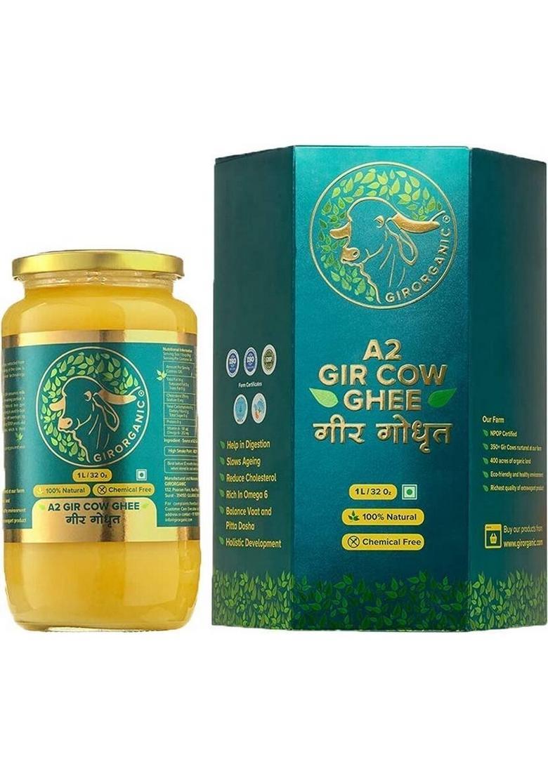 Girorganic Gir Cow Ghee 1 Ltr Glass Bottle (910 G)