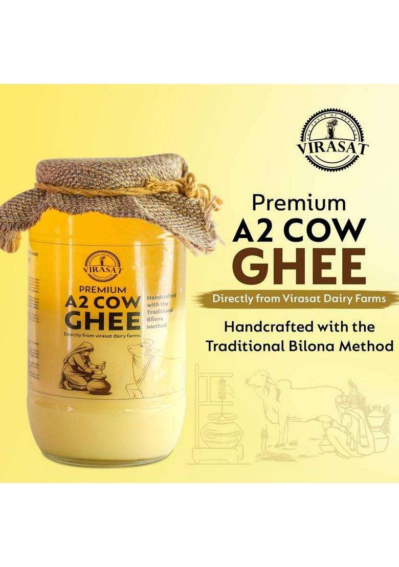 Virasat A2 Ghee 500 Gm Glass Bottle (500 G) - Indya