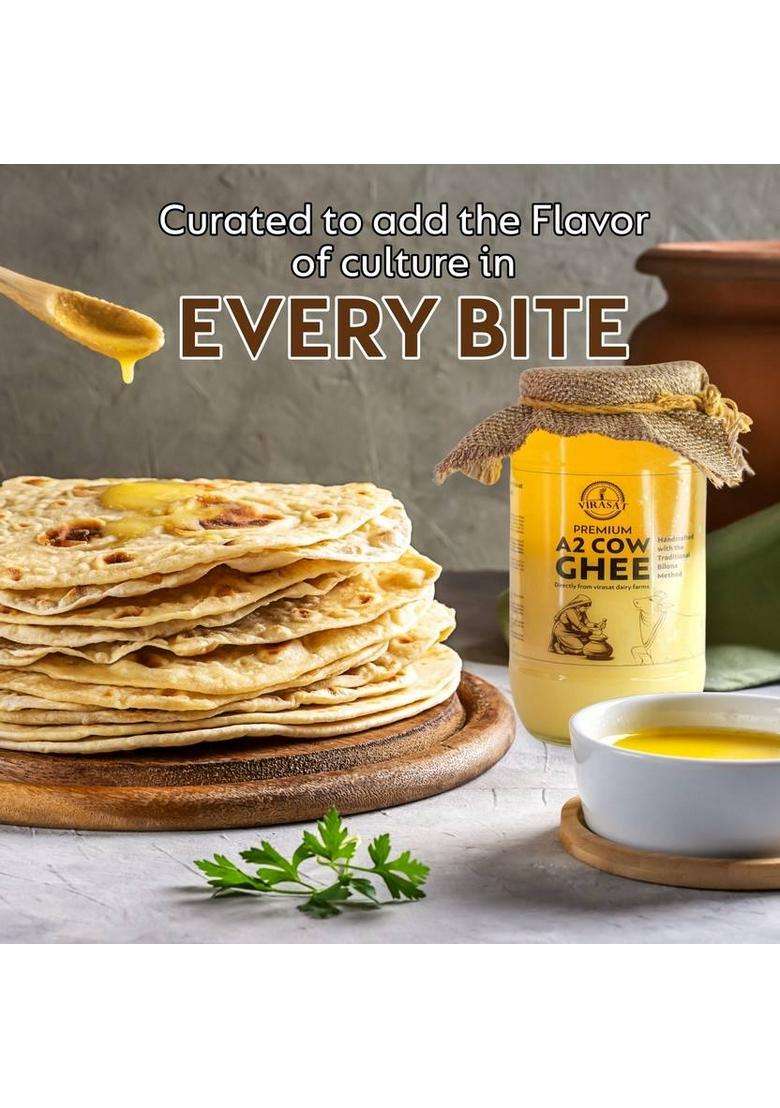 Virasat A2 Ghee 500 Gm Glass Bottle (500 G) - Indya