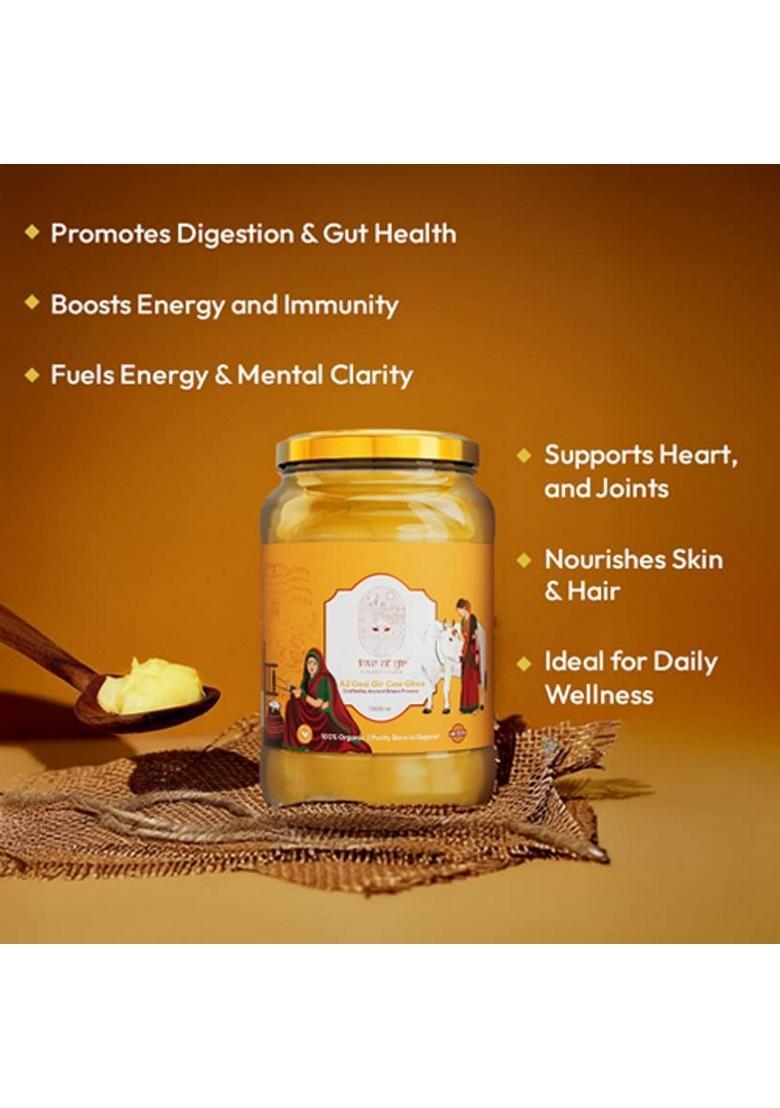 Love Of Gir A2 Desi Cow Ghee 100% Pure & Natural | Traditional Bilona For Health Glass Bottle (1 L)