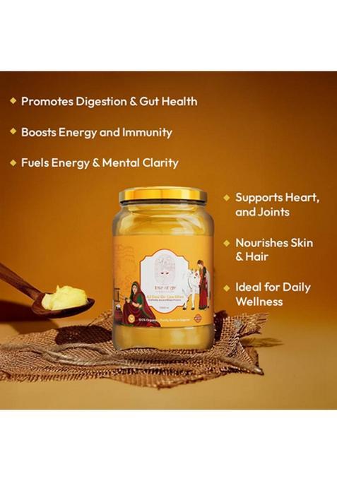 Love Of Gir A2 Desi Cow Ghee 100% Pure & Natural | Traditional Bilona For Health Glass Bottle (1 L)